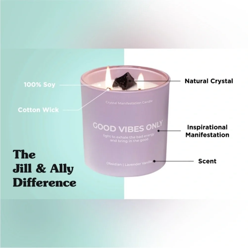 NEW Jill & Ally Harmony Candle Agate Crystal Manifestation Cedar Violet Scented